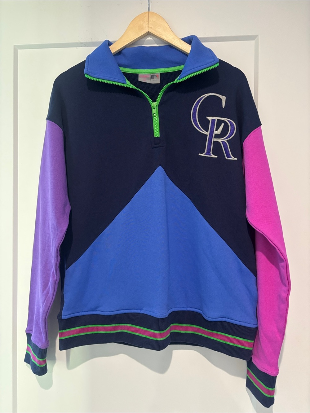 Terez x MLB Colorado Rockies Colorblock Quarter Zip Sweatshirt XS